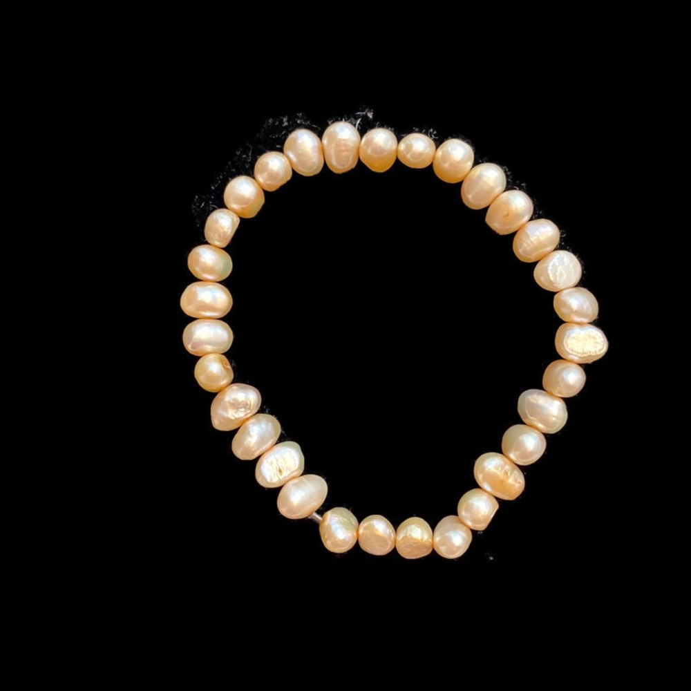 BRACELET FRESHWATER PEARLS STRETCH ONE SIZE OS WHITE STACKABLE